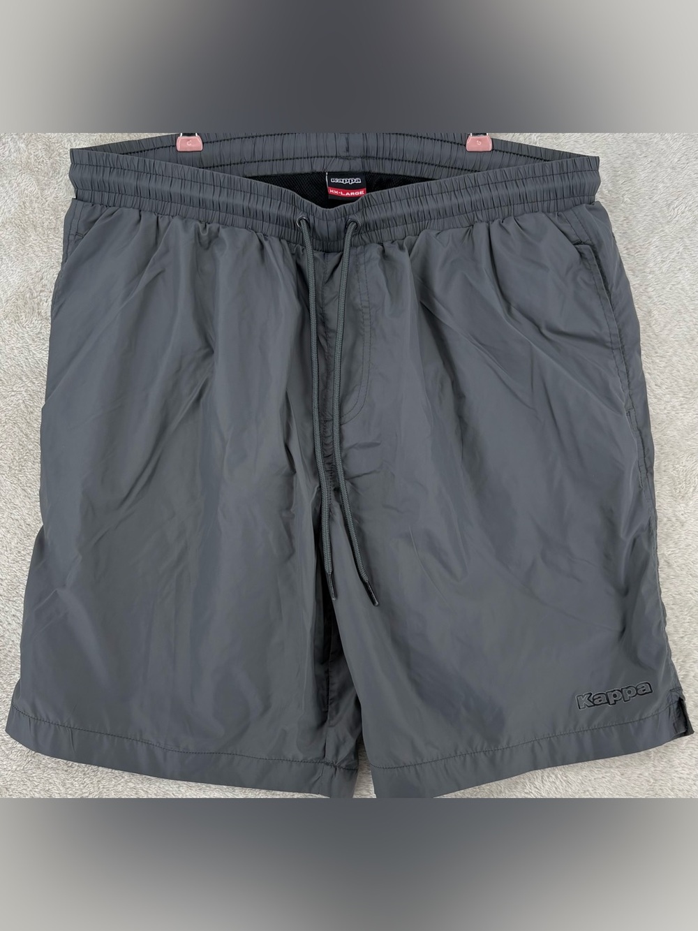 Kappa Gray Athletic Shorts XXL Mesh Lined Nylon Drawstring Activewear